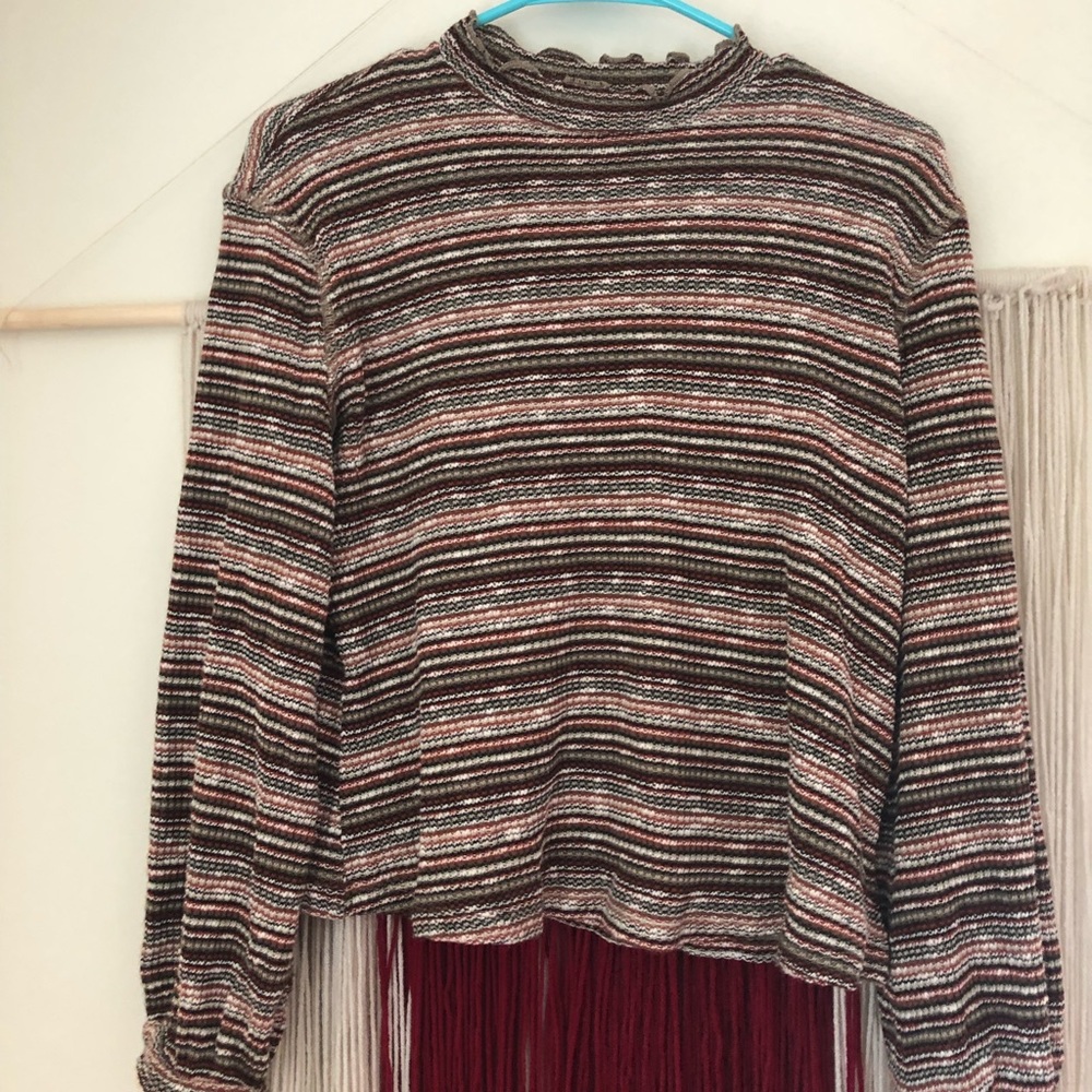 Anthropologie Eri + Ali Striped Mock Neck Sweater
